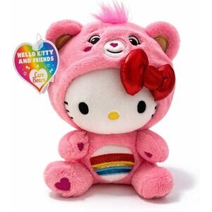 Hello Kitty Care Bears Cheer Bear Plush 8 Pink  Rainbow Belly 2023 Sanrio NWT